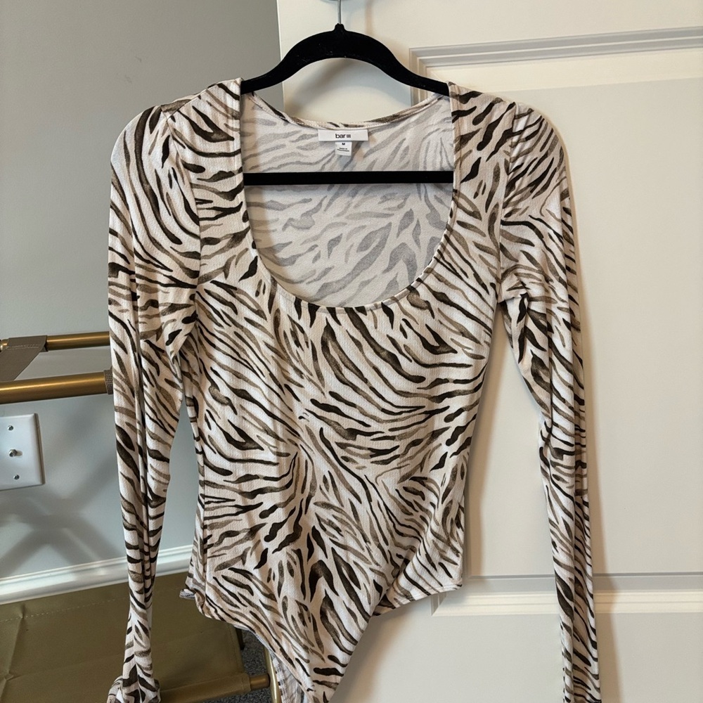 Bar III Black and White Zebra Print Bodysuit